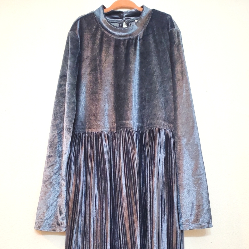 WONDER NATION | Gray Velvet Girls Dress Size 10/12